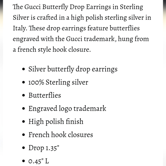 GUCCI Silver Butterfly Earrings 🦋🦋 - Picture 7 of 7